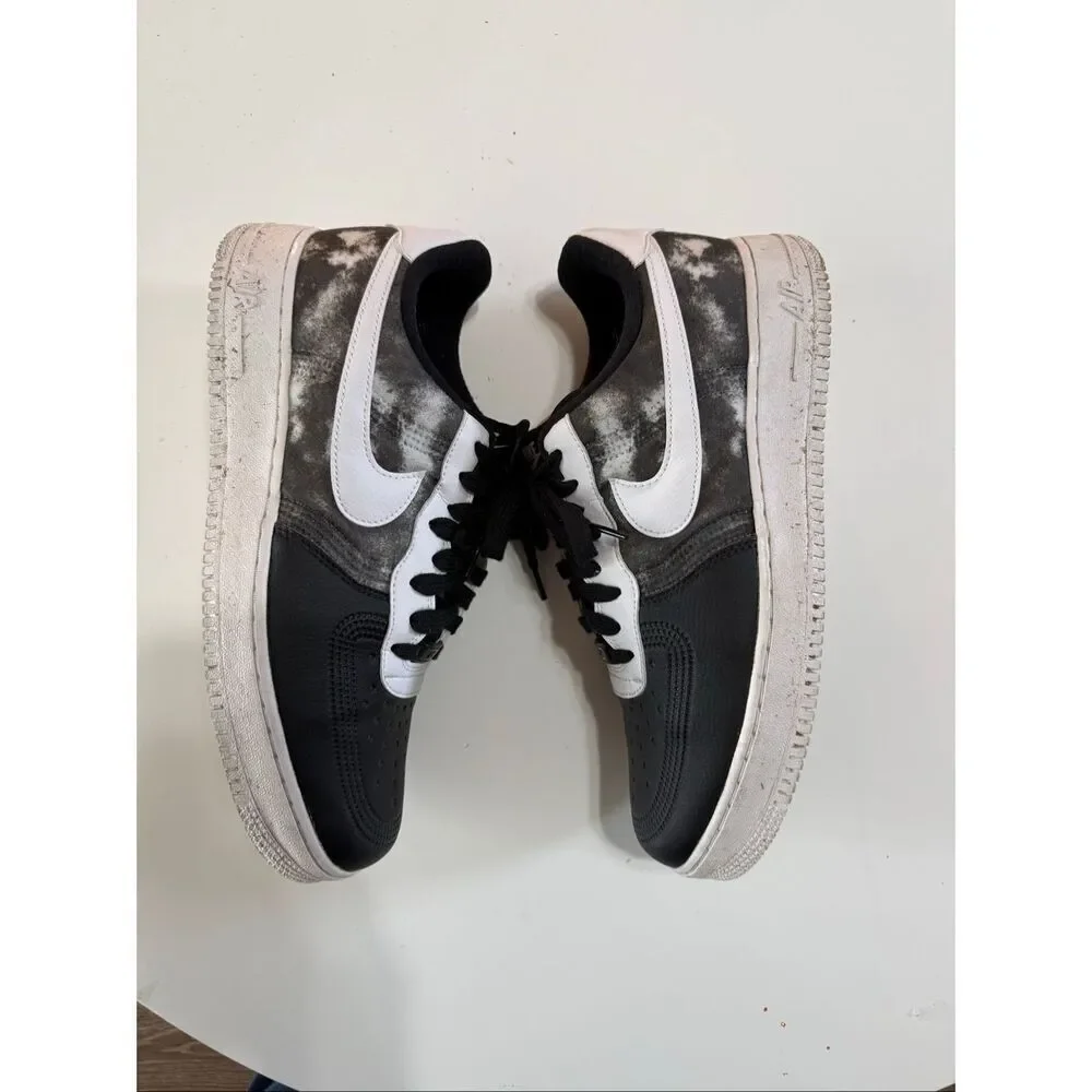 Nike Air Force 1 Sneakers Shoes Gray Black Marble Tie Dye Streetwear Men's 10.5